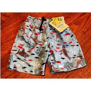 Flap Happy Baby Boys Swim Trunks Shark Print UPF 50+ Size 24M NWT 1987 80s VTG